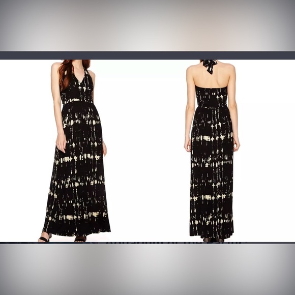 Matty M Black and Cream Halter Maxi Dress - Picture 1 of 7